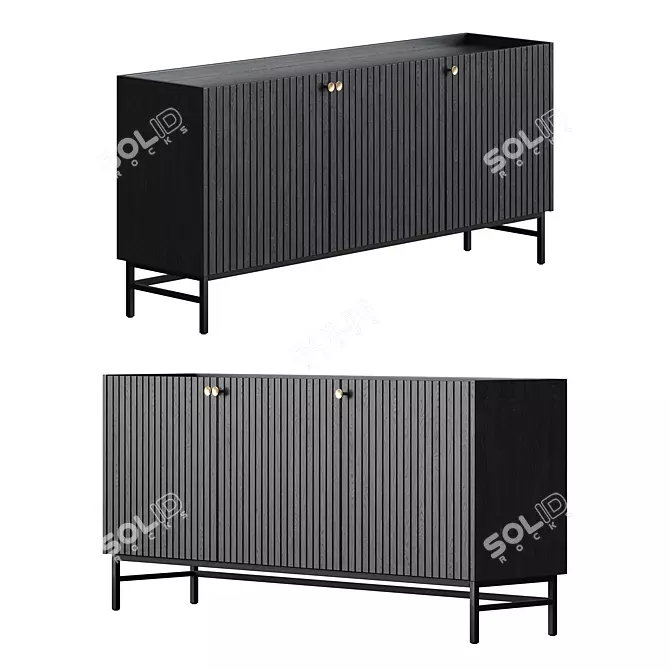 Halifax Black Sideboard Metal Legs 3D model image 1