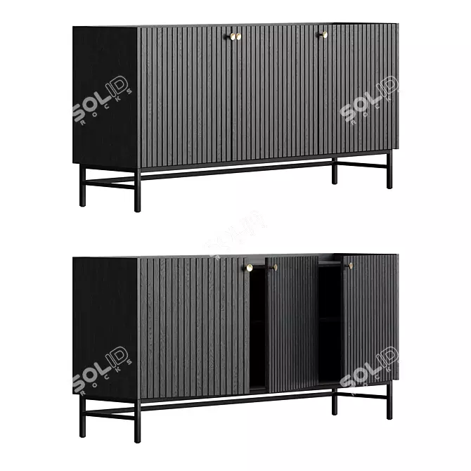 Halifax Black Sideboard Metal Legs 3D model image 3