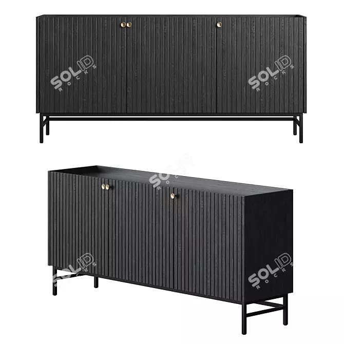 Halifax Black Sideboard Metal Legs 3D model image 7