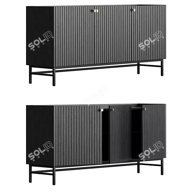 Halifax Black Sideboard Metal Legs 3D model image 8