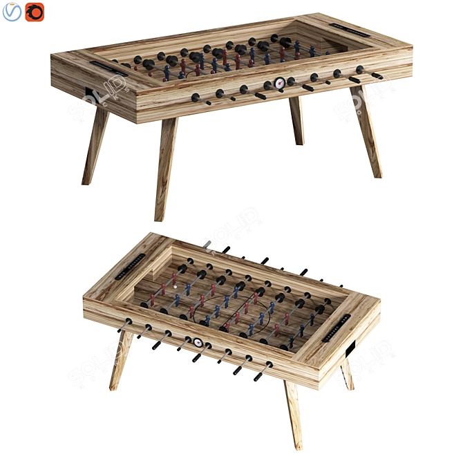 Retro Foosball Table Design 3D model image 1