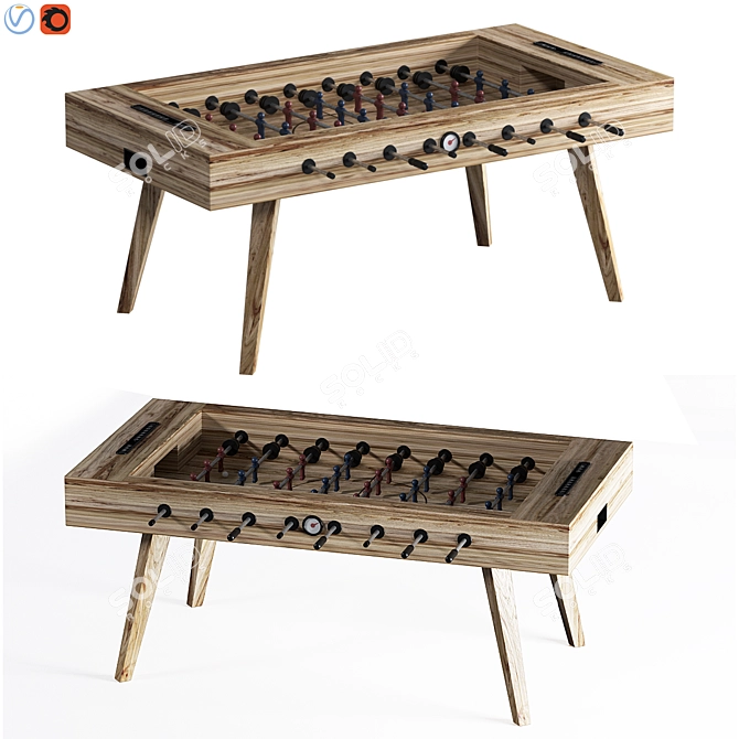 Retro Foosball Table Design 3D model image 3