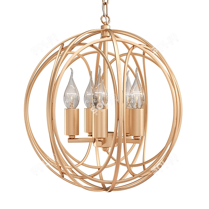 Metal Cage Chandelier Light 3D model image 2