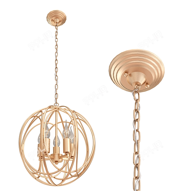 Metal Cage Chandelier Light 3D model image 3