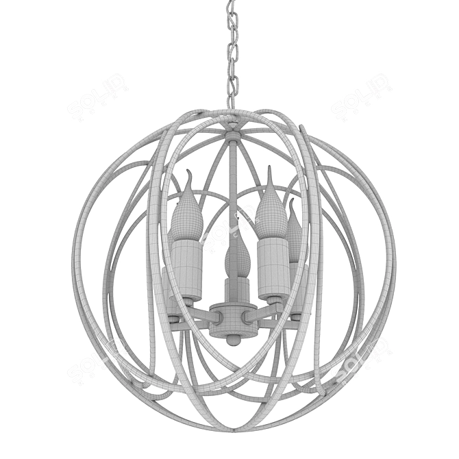 Metal Cage Chandelier Light 3D model image 6