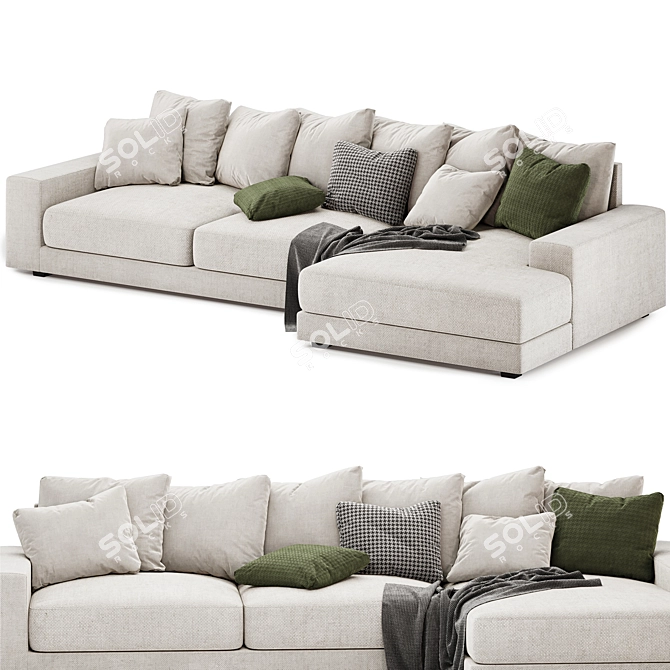 Kai 3-Seat Chaise Lounger 3D model image 2