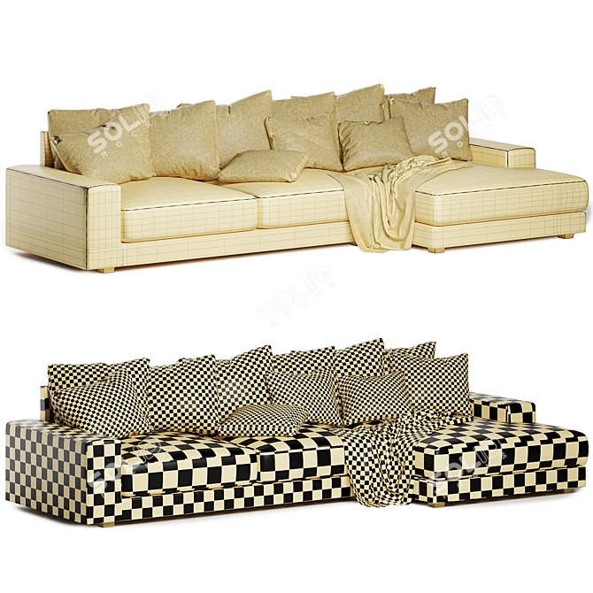 Kai 3-Seat Chaise Lounger 3D model image 4