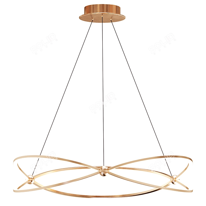 Ethereal Gold LED Ring Chandelier 3D model image 1