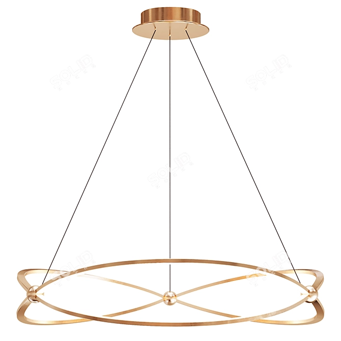 Ethereal Gold LED Ring Chandelier 3D model image 2