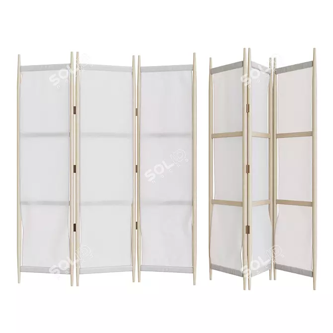 Cotton Canvas Tri-fold Screen 3D model image 1