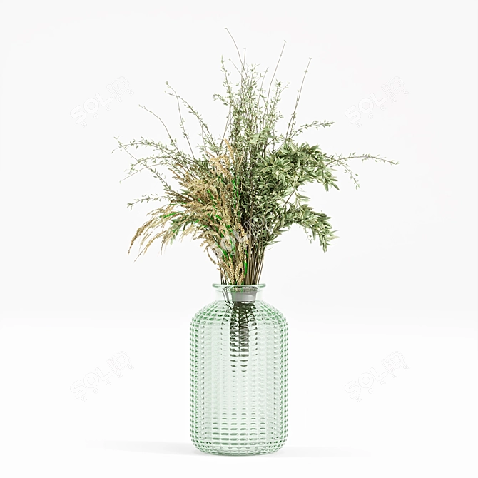 Elegant Glass Vase Branches Display 3D model image 2