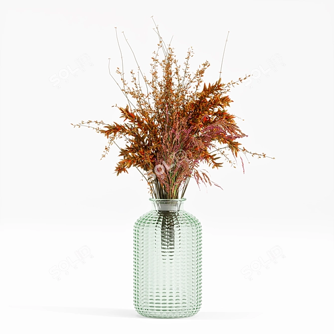 Elegant Glass Vase Branches Display 3D model image 3