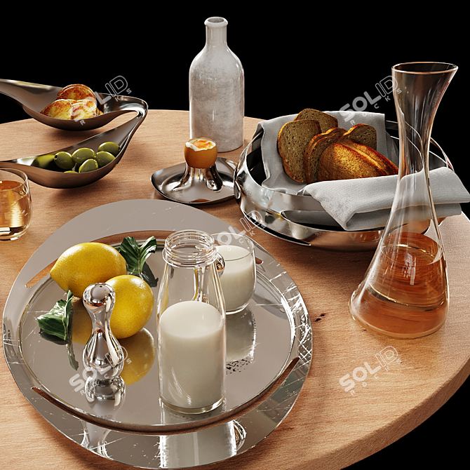 3D Breakfast Table Set Bundle 3D model image 2