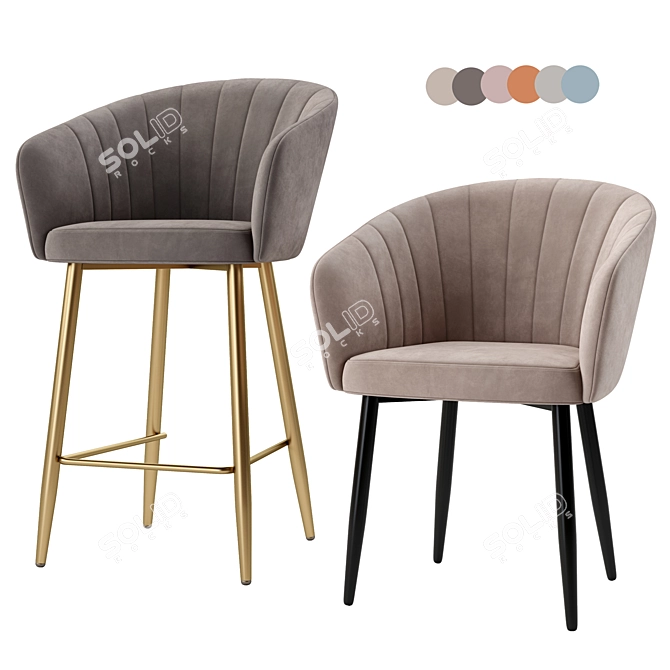 Garda Semi-Bar Stool Set 3D model image 1