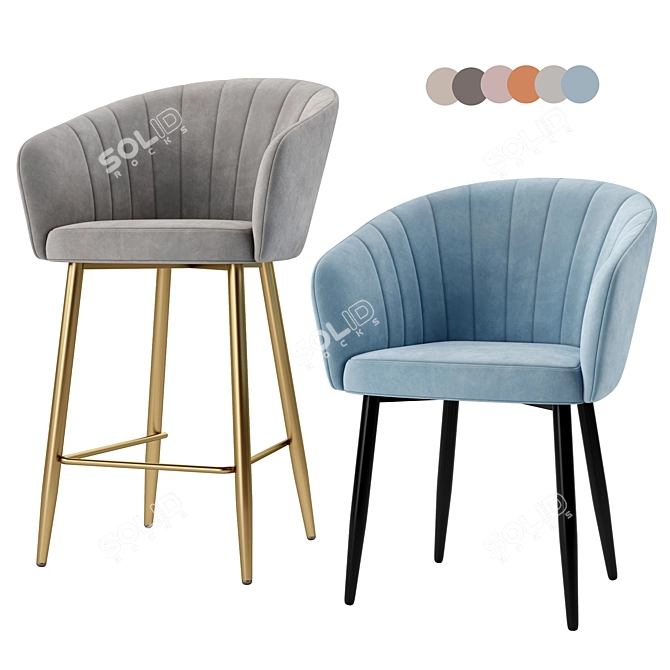 Garda Semi-Bar Stool Set 3D model image 3