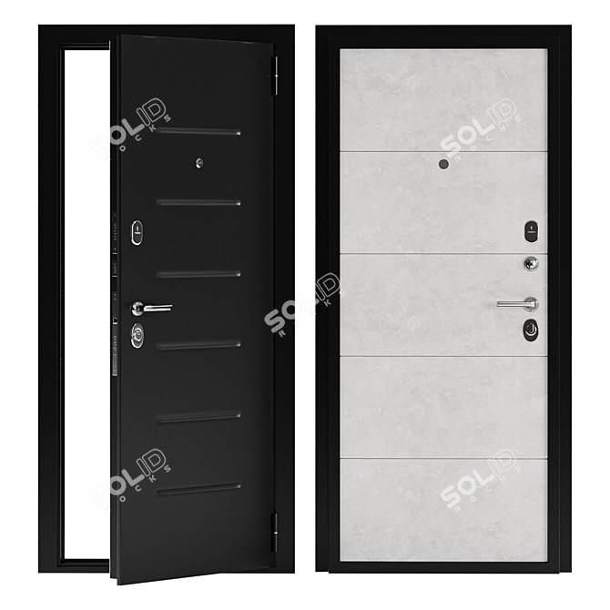 Born Metal Entrance Door 3D model image 1