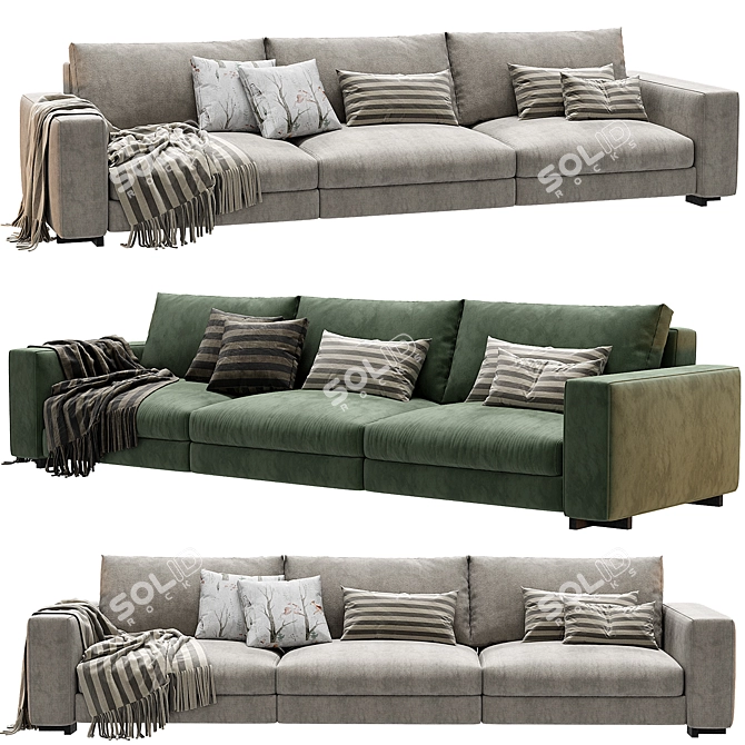 Modern Turner 3-Seat Sofa Renderized 3D model image 1