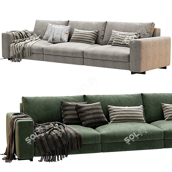 Modern Turner 3-Seat Sofa Renderized 3D model image 2