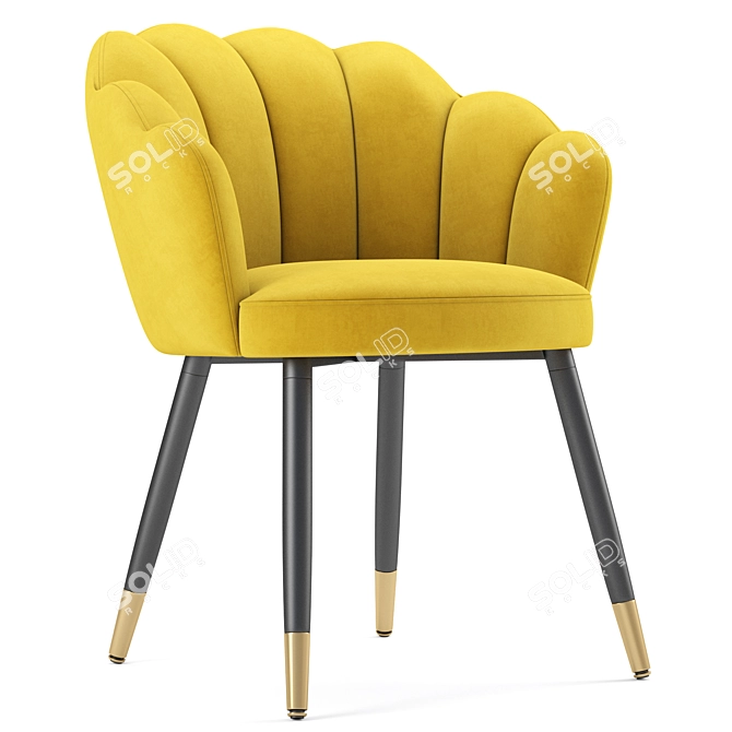 Luxury Velvet Dining Chair Gold 3D model image 1