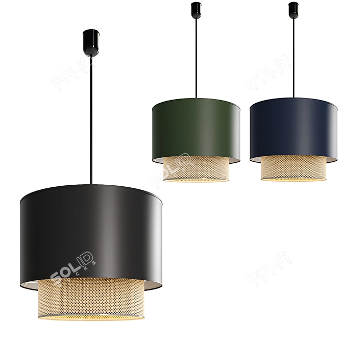 Modern Double Lampshade Pendant Light 3D model image 1