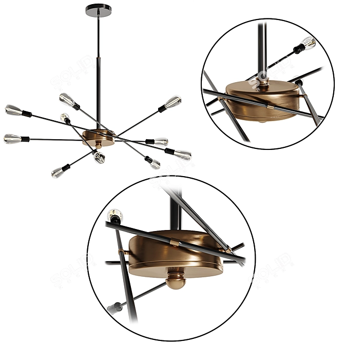 Contemporary Linear Chandelier 10 Light 3D model image 2