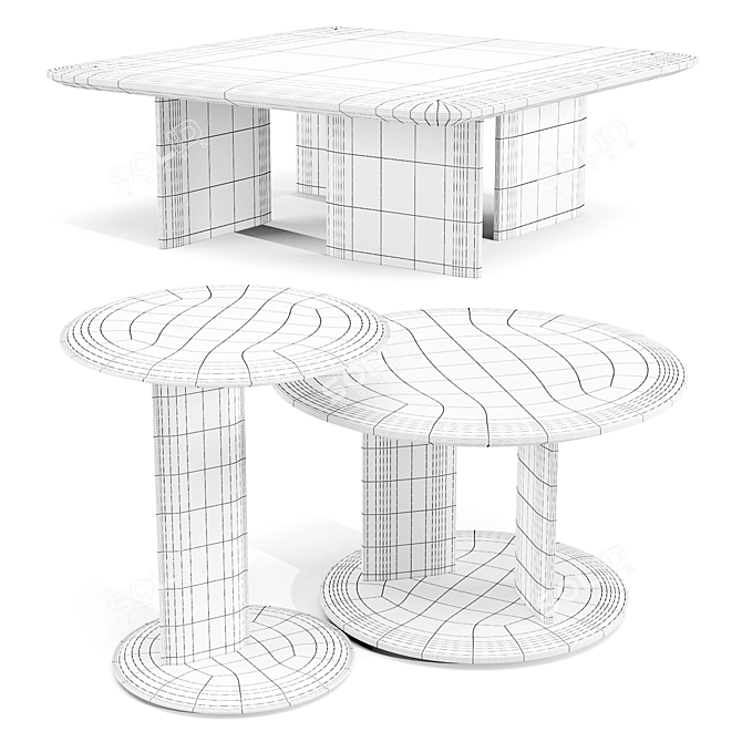 Elegant Poliform Mush Coffee Set 3D model image 3