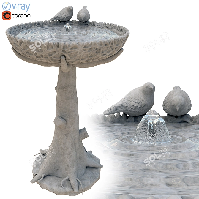 Geometry Spline Bird Bath Fountain 3D model image 1