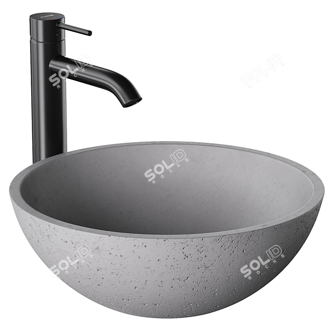 Circum 40 Concrete Washbasin Set 3D model image 1