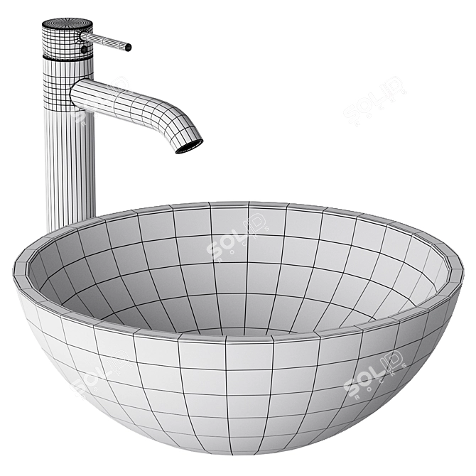 Circum 40 Concrete Washbasin Set 3D model image 2