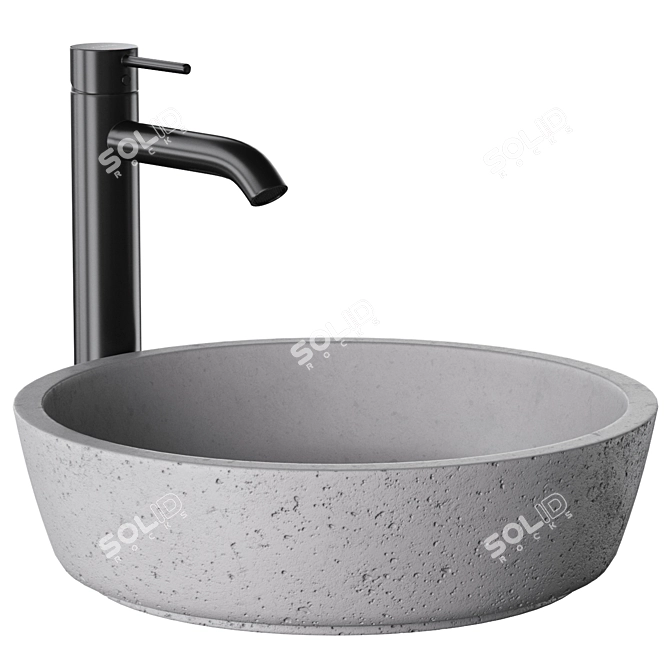 Concrete Circum 42 Sink & Kludi Mixer 3D model image 1