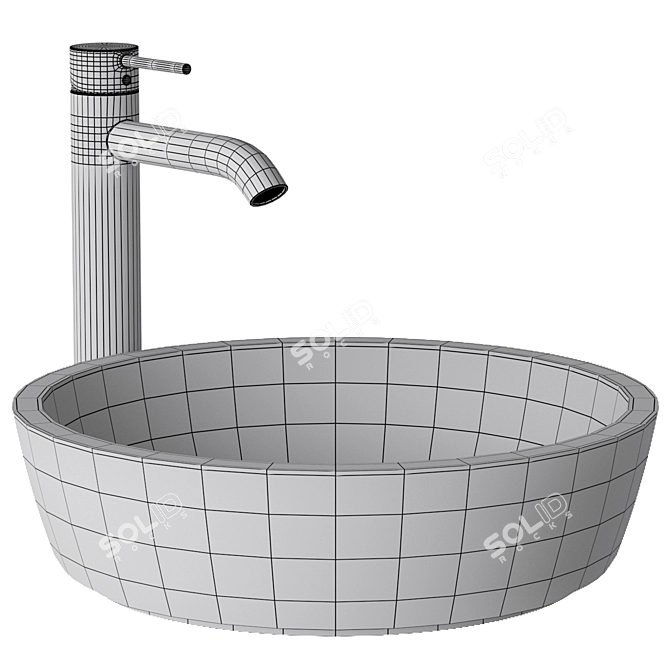 Concrete Circum 42 Sink & Kludi Mixer 3D model image 2