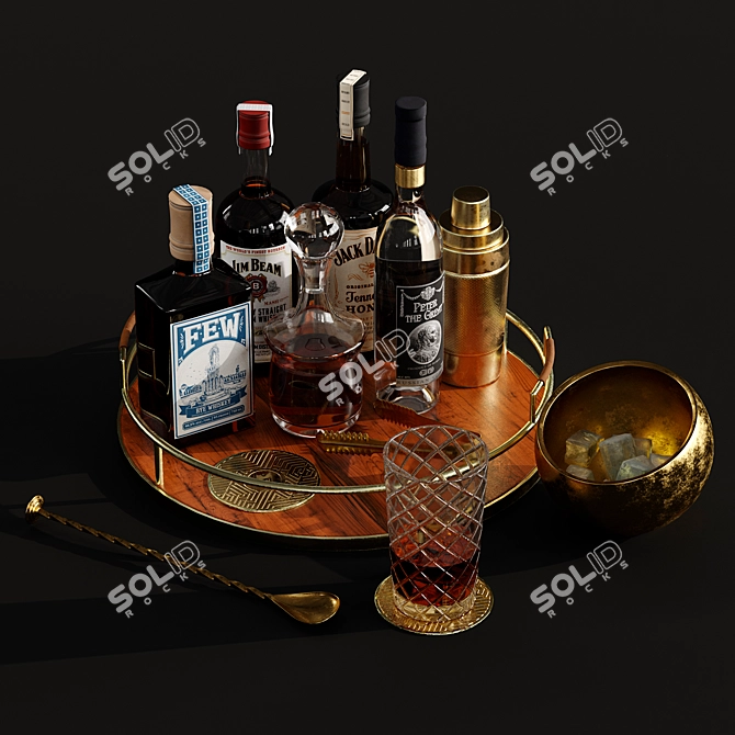 Bar Drink Bottle Set Collection 3D model image 3