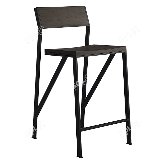 Sleek Noir Barstool, Modern Design 3D model image 1