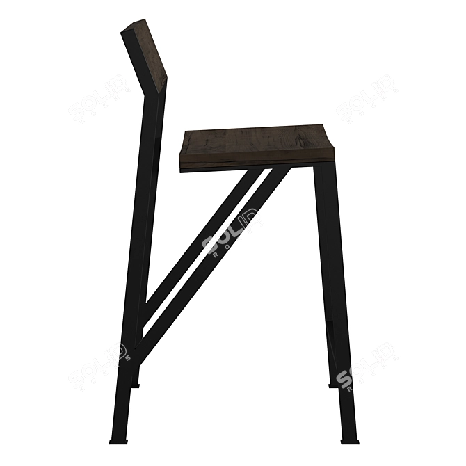 Sleek Noir Barstool, Modern Design 3D model image 2