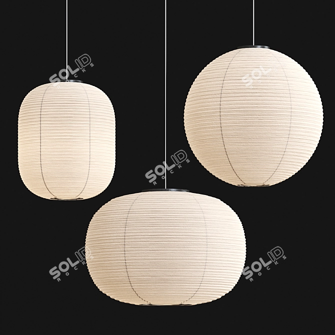 Minimalist Paper Shade Pendant Lights 3D model image 1