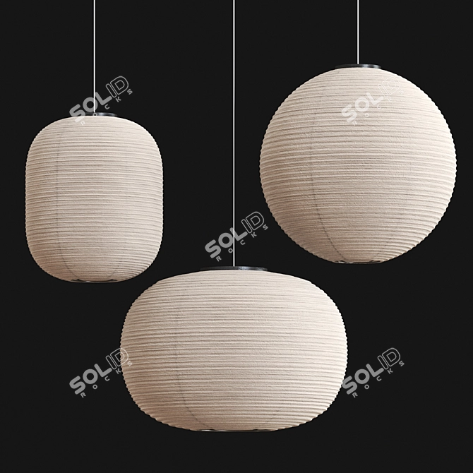 Minimalist Paper Shade Pendant Lights 3D model image 2