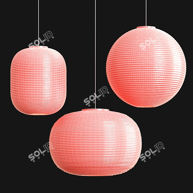 Minimalist Paper Shade Pendant Lights 3D model image 3