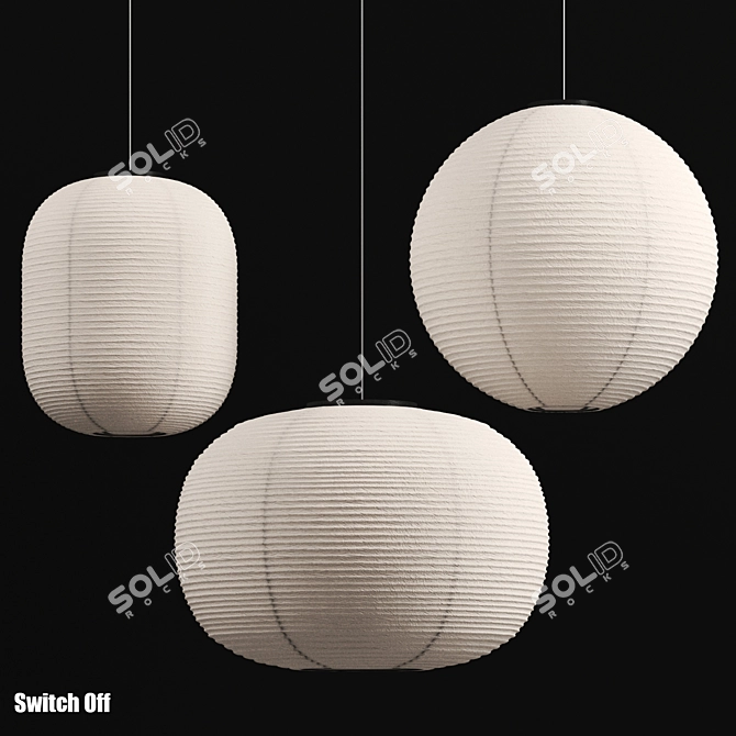 Minimalist Paper Shade Pendant Lights 3D model image 5