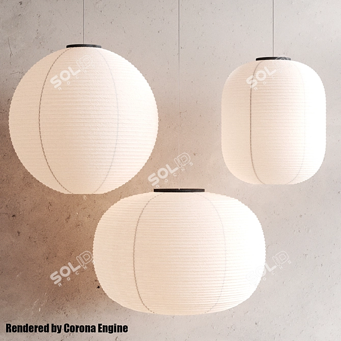 Minimalist Paper Shade Pendant Lights 3D model image 6