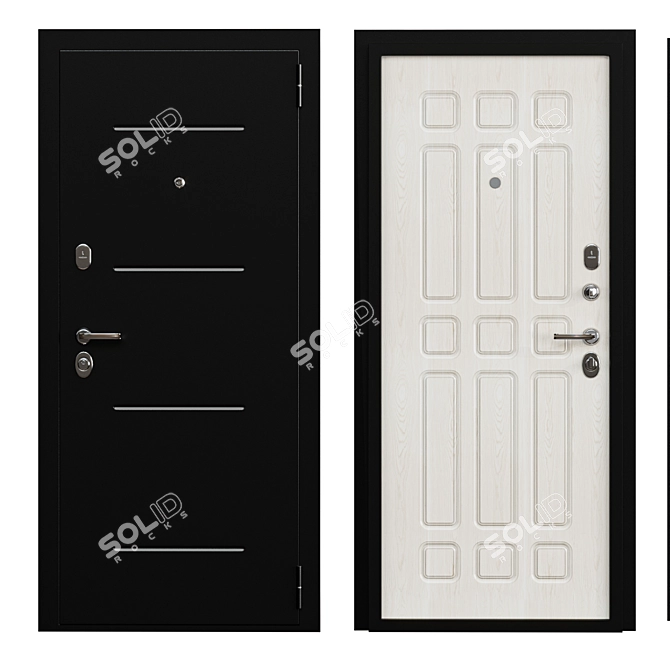 Stylish Milo Metal Entry Door 3D model image 2