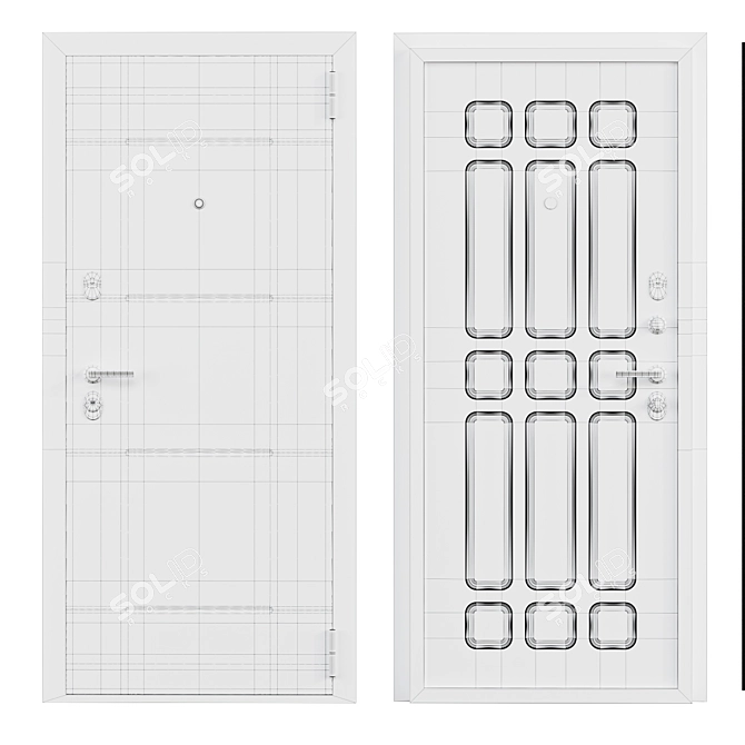 Stylish Milo Metal Entry Door 3D model image 5