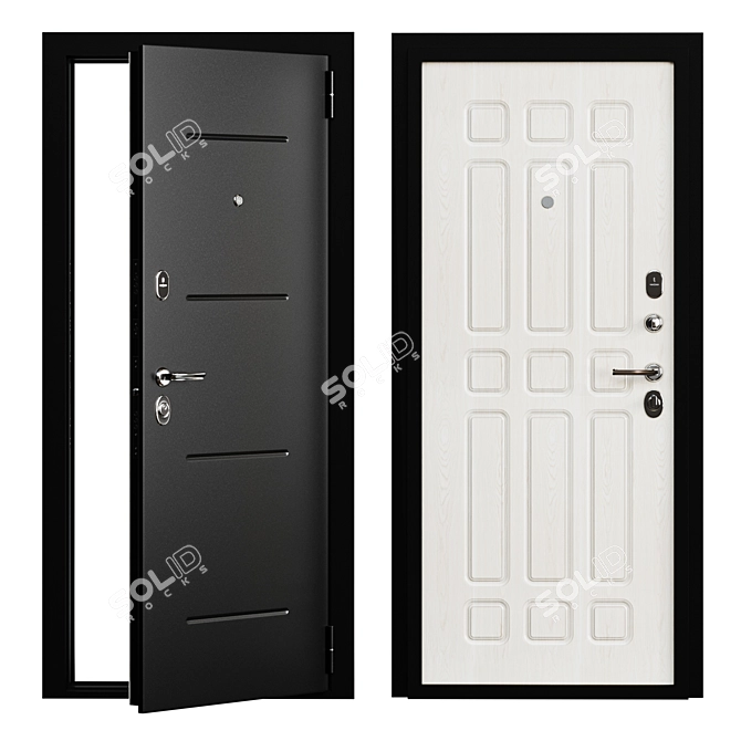 Stylish Milo Metal Entry Door 3D model image 6