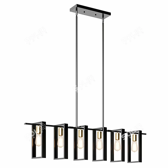 Modern Farmhouse Chandelier with 6 Lights 3D model image 1