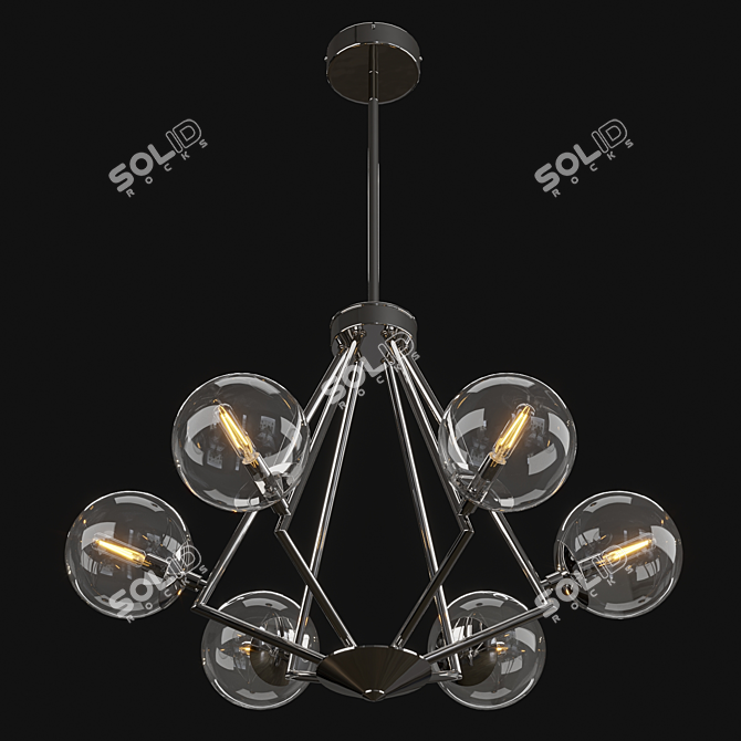 Cascading Glass Sphere Chandelier 3D model image 2