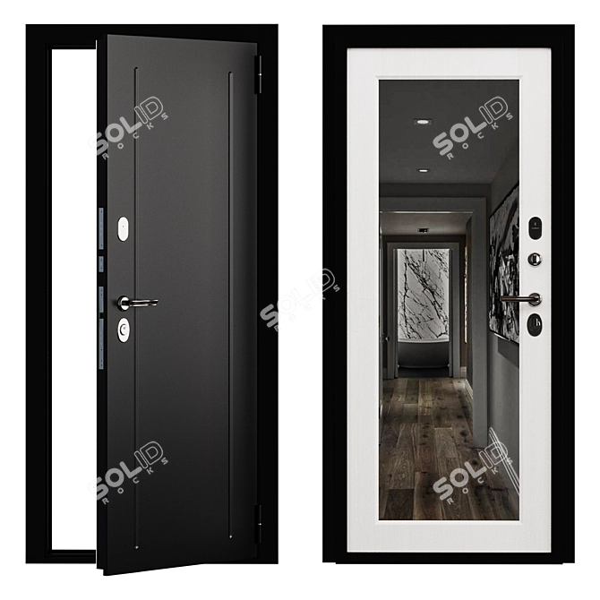 Flash Metal Door with Mirror 3D model image 1