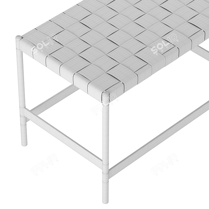 Handcrafted Woven Leather Bench 3D model image 4