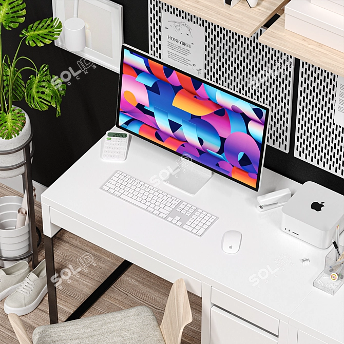 Modern Office Workstation Set 3D model image 3