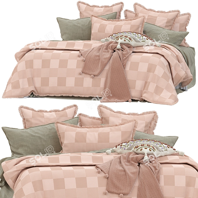 Harlem Check Pillowcases in Salmon 3D model image 1