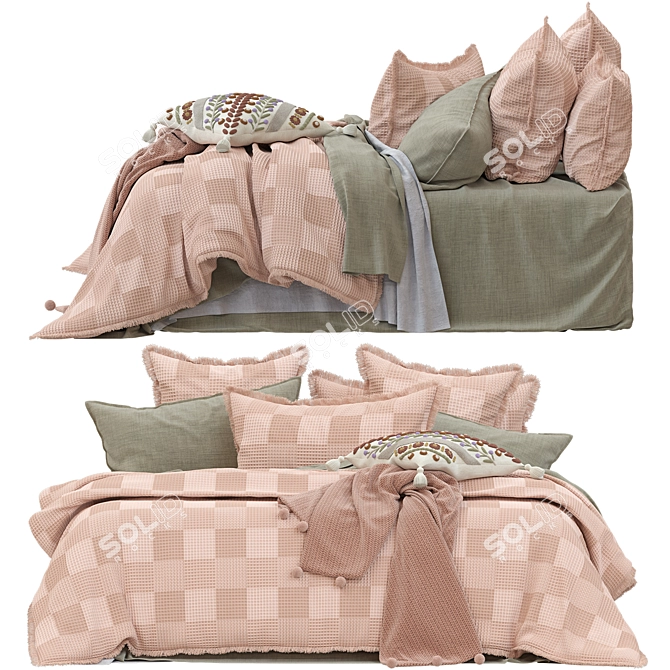 Harlem Check Pillowcases in Salmon 3D model image 2