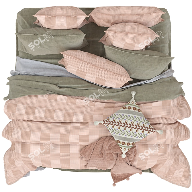 Harlem Check Pillowcases in Salmon 3D model image 3